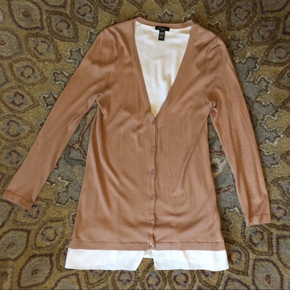 Long Sleeve Mixed Media Tunic Length Cardigan, M - Picture 2 of 5