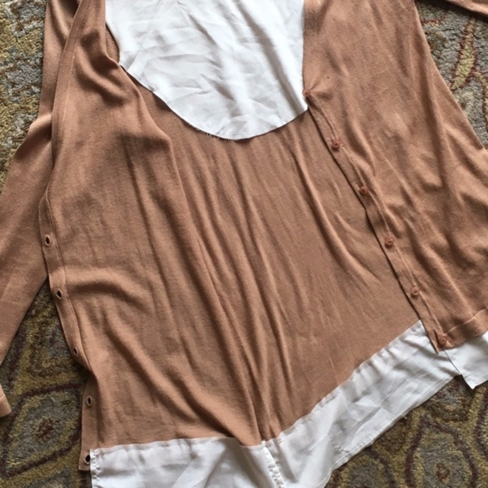 Long Sleeve Mixed Media Tunic Length Cardigan, M - Picture 5 of 5