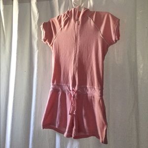 Sporty velour zip up romper