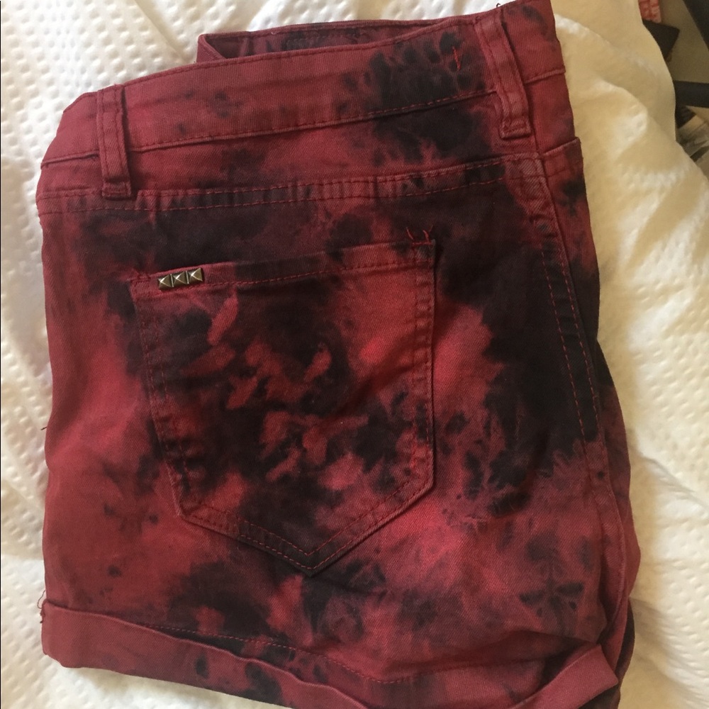 Red/Black denim shorts size 32 brand 'This City'