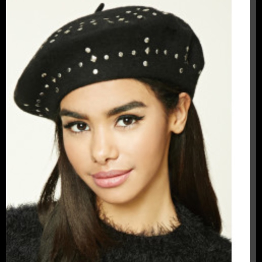Beret with silver studs. Classy yet edgy.
