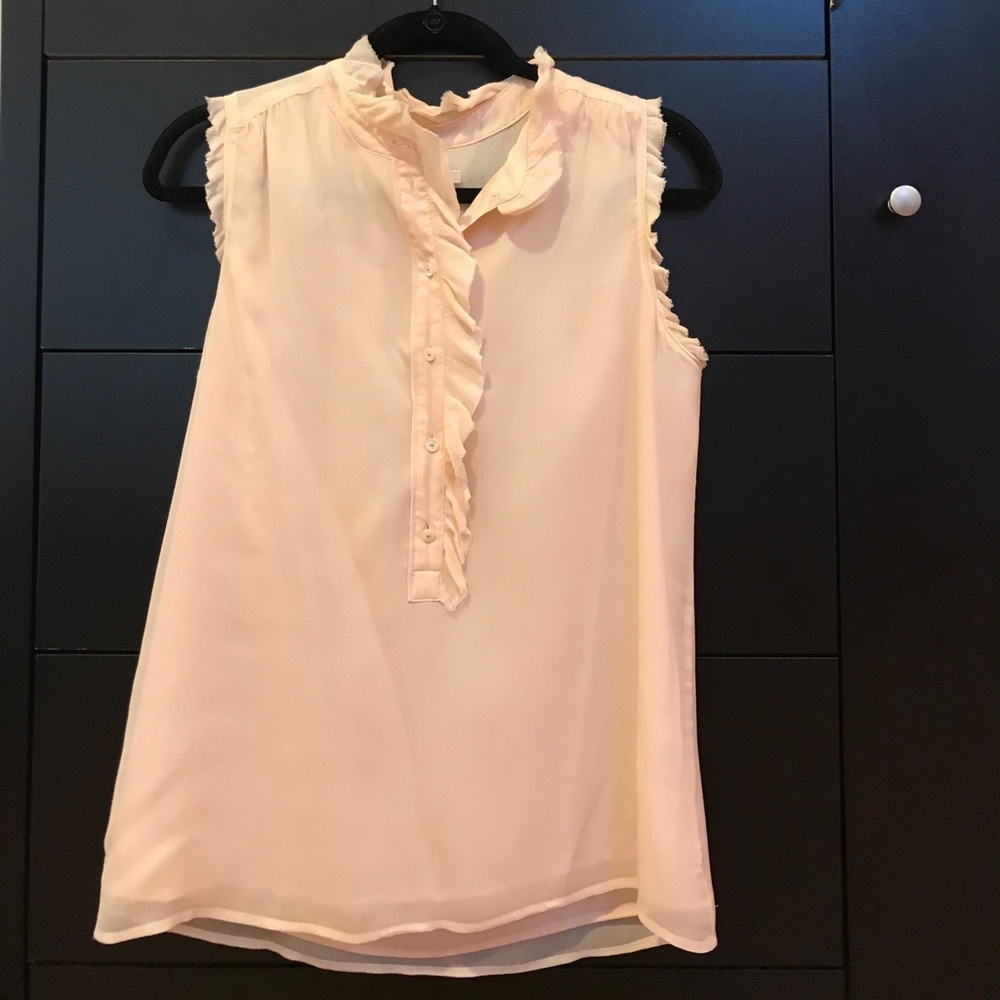 Peach, ruffle blouse