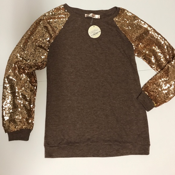 NWT E2 STRETCH OF LOVE SEQUIN ARM SWEATER - Picture 2 of 3