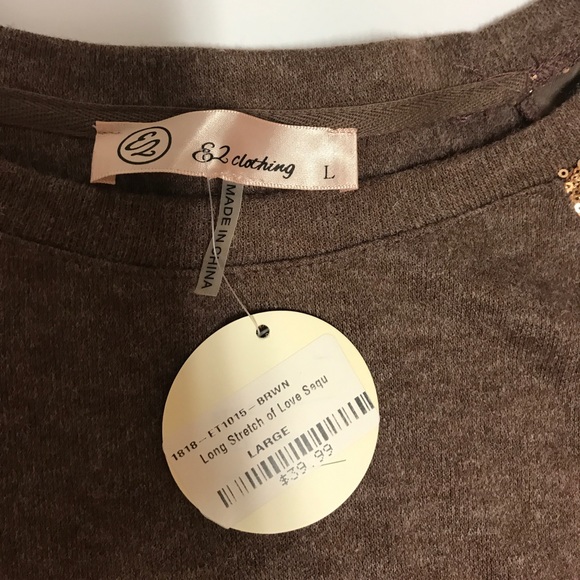 NWT E2 STRETCH OF LOVE SEQUIN ARM SWEATER - Picture 3 of 3