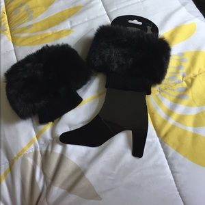 Black furry boot topper / leg warmer