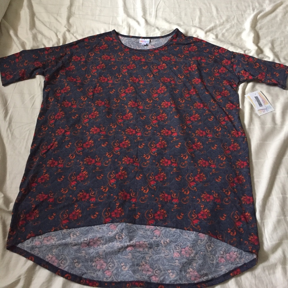 Lularoe Large Irma BNWT gray red floral