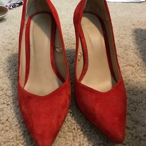 Zara Leather bright orange heels