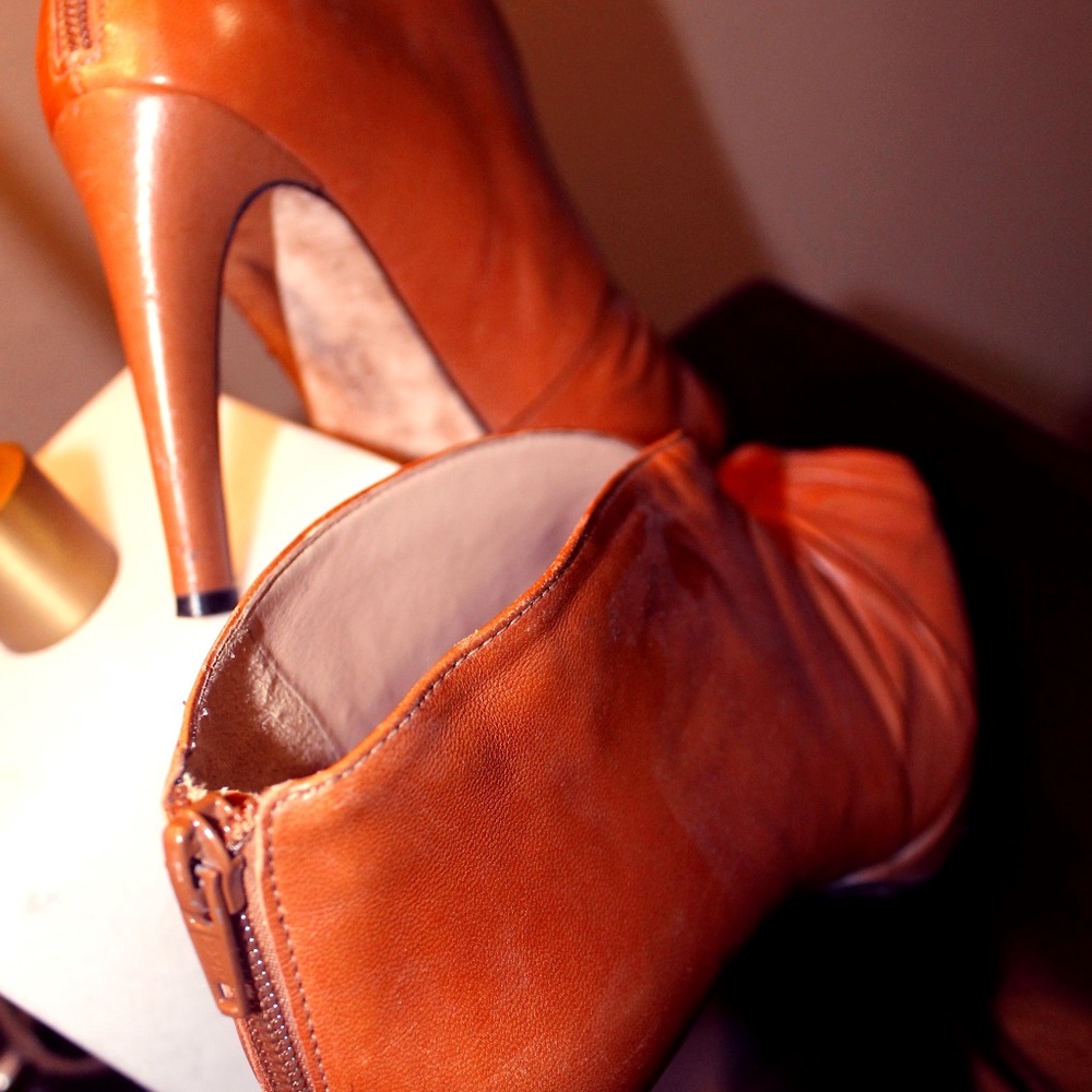 tan peep toe platform heels