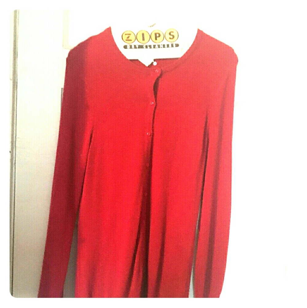 Red cardigan