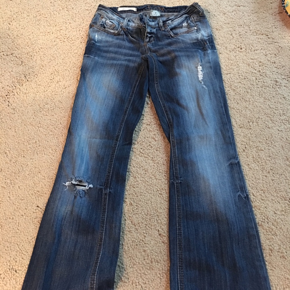 Decree junior distressed boot cut blue jeans sz 3
