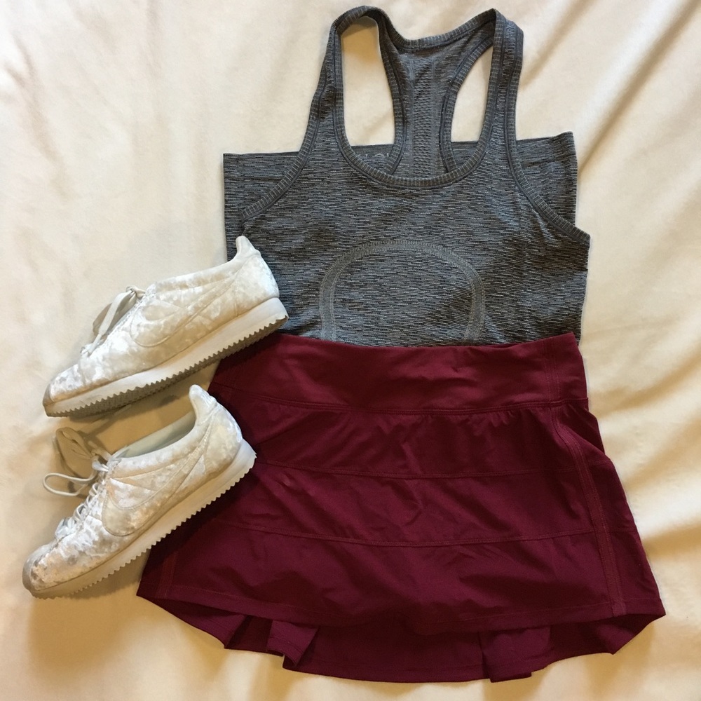 Red Lululemon Pace Revival Skirt