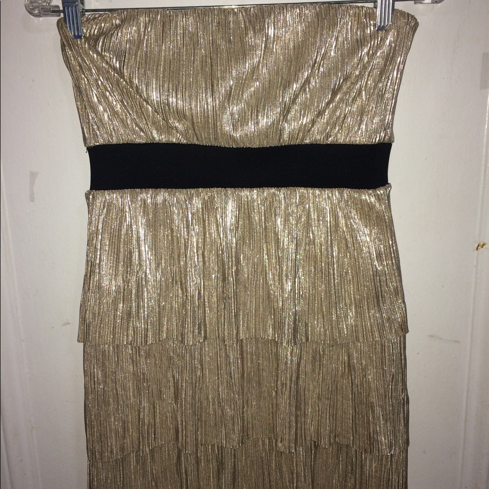 Short Gold Ruffle Dress - Picture 4 of 4