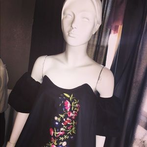 Black with Flower stitches!! Off the shoulder