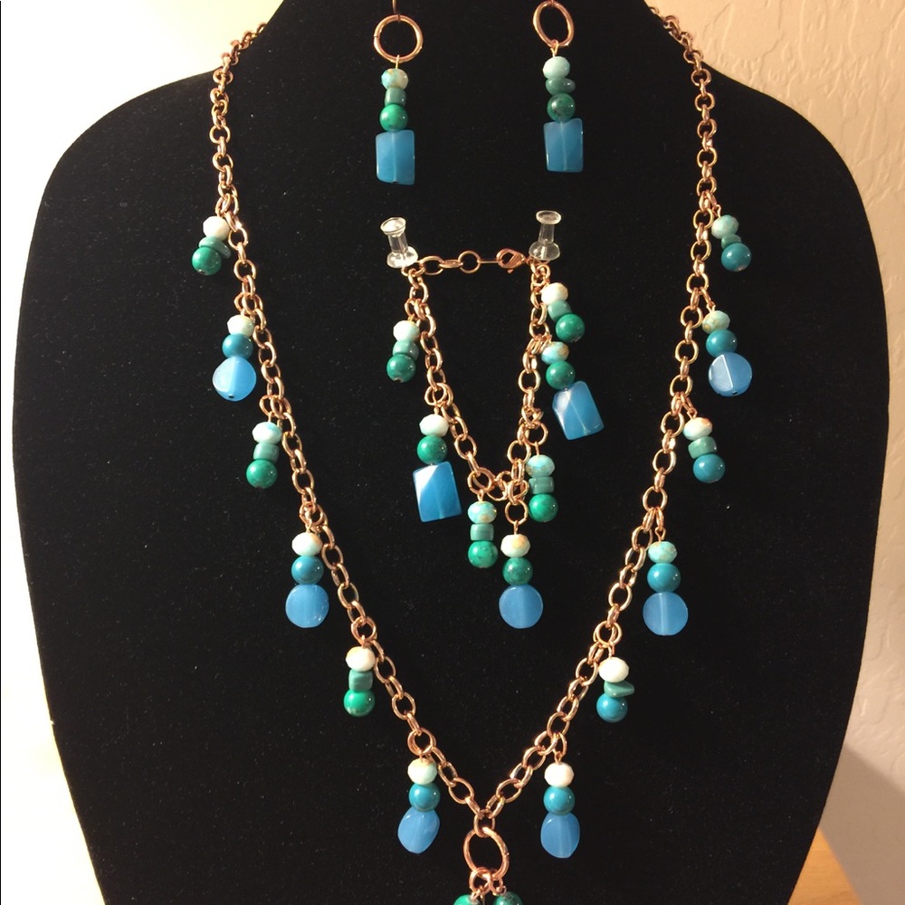 New Handmade Necklace+ bracket + earring set