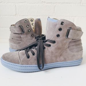 Grey Suede High Tops w Blue Details