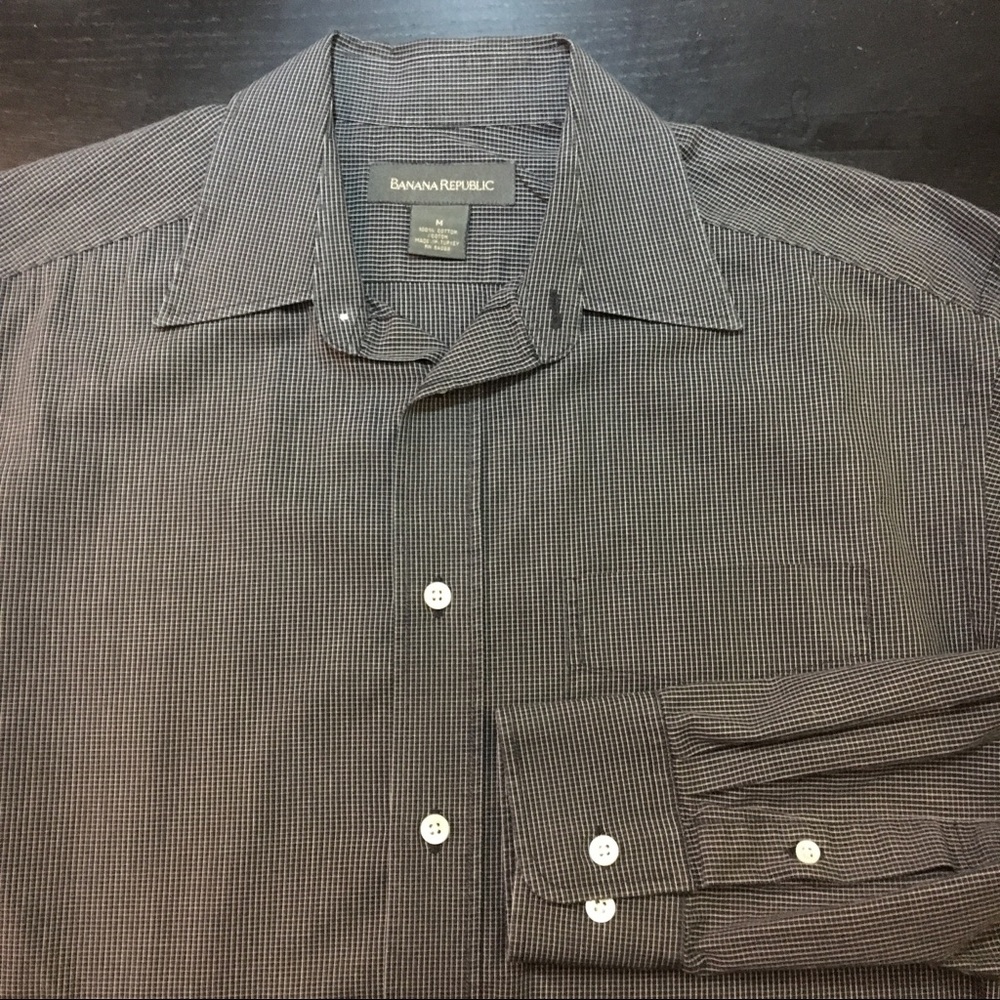 Banana Republic black & white plaid dress shirt