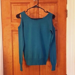 NWOT Cold Shoulder Cutout Teal Blue Sweater