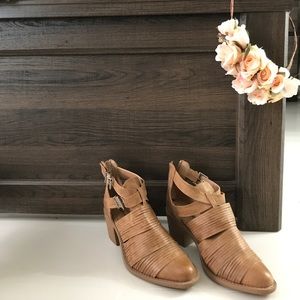 Tan [fake] leather booties