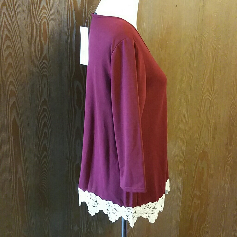 HANNAH Tunic w/ Crotchet Trim Size Petite Lge NWT - Picture 4 of 7