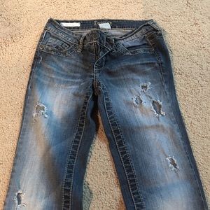 Decree junior distressed boot cut blue jeans sz 3
