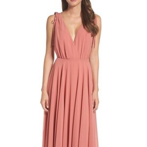 Lulus chiffon maxi dress in rusty rose