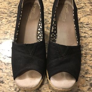 TOMS Peep-Toe Wedge Espadrilles, size 8
