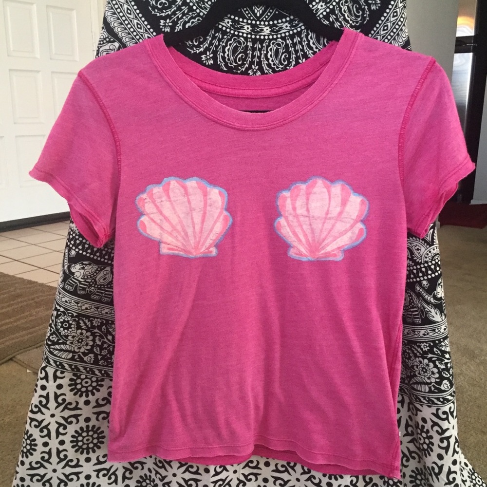 FREE PEOPLE SHELL PINK PAINTED MERMAID TOP M