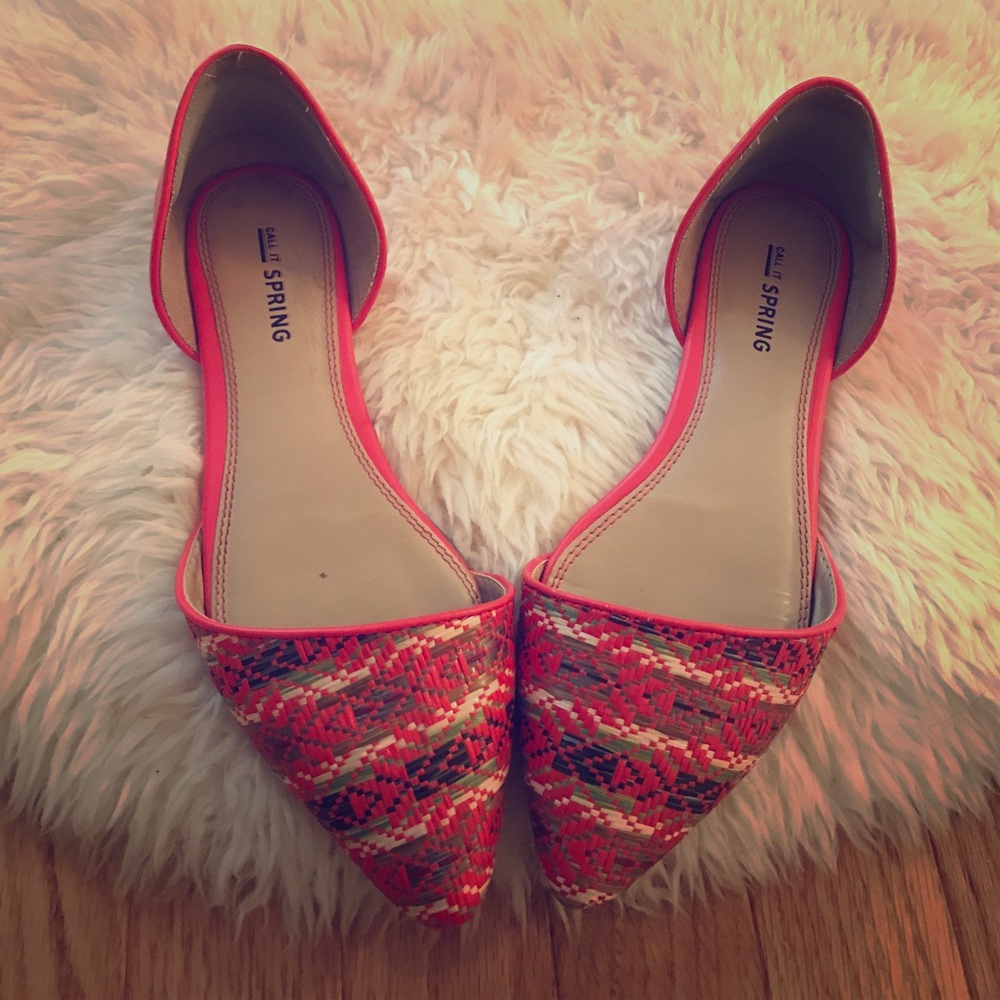 Red D'orsay Woven flat shoes - Call it spring