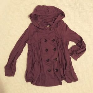 Free People X Small Plum Button Hoodie