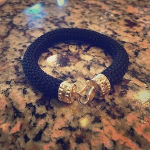 Unique black and gold rope hook bracelet