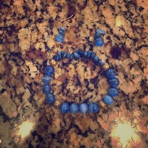 Blue bead Earring and bracelet set