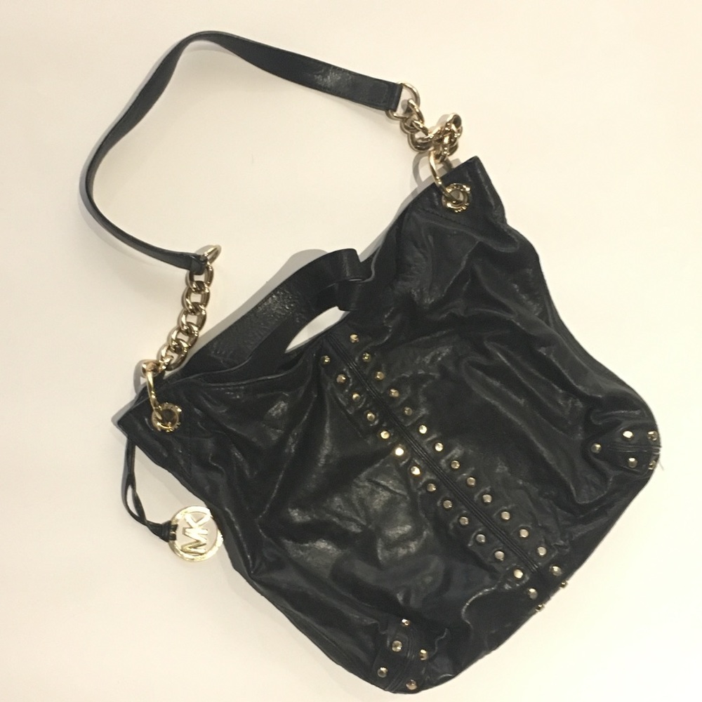 Michael Kors black gold studded bag