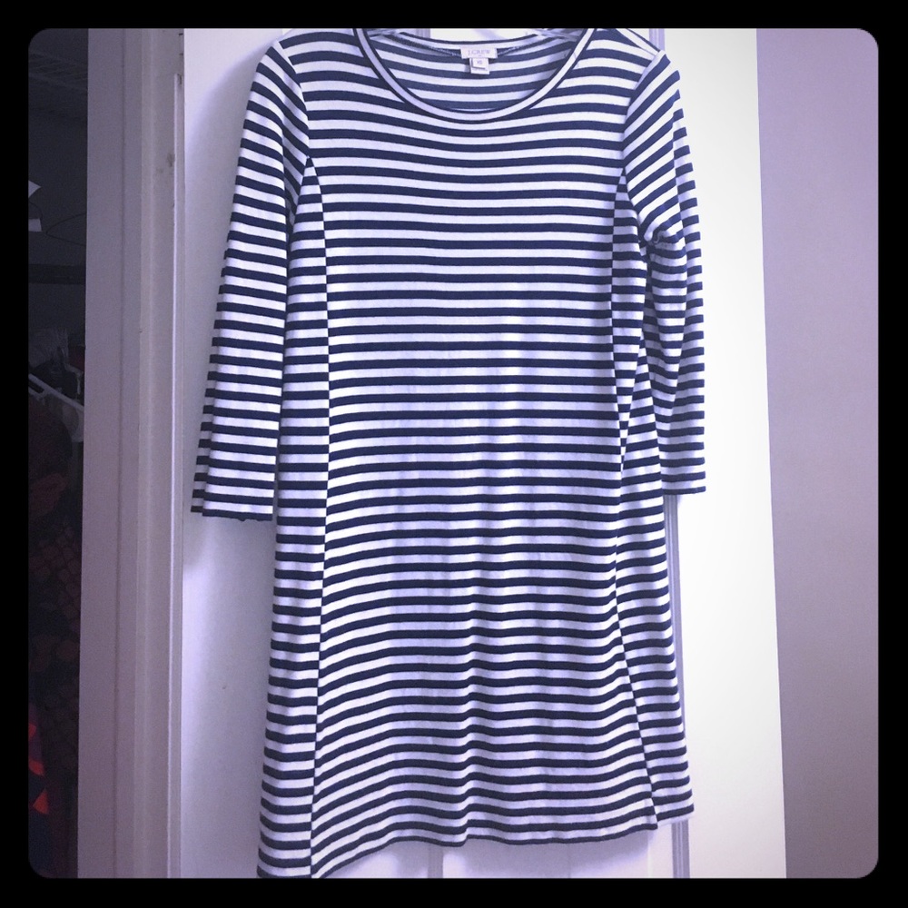 Navy and white striped J Crew dress