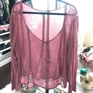 Blush pink sheer long sleeve