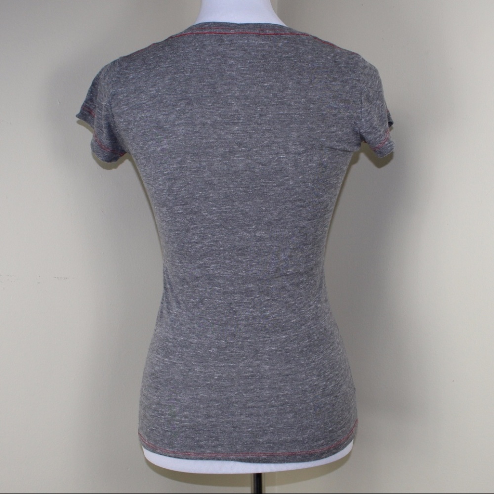 Cincinnati Reds Grey Metallic V-Neck Tee - Picture 2 of 4