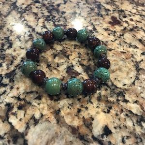 Earthy green and brown beaded bracelet