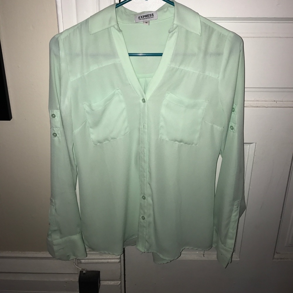 Mint green express women's button down dress shirt