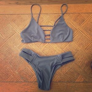 Strappy Grey Swimsuit
