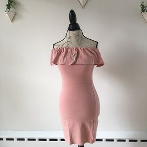 Pink off shoulder dress. One Clothing - XS