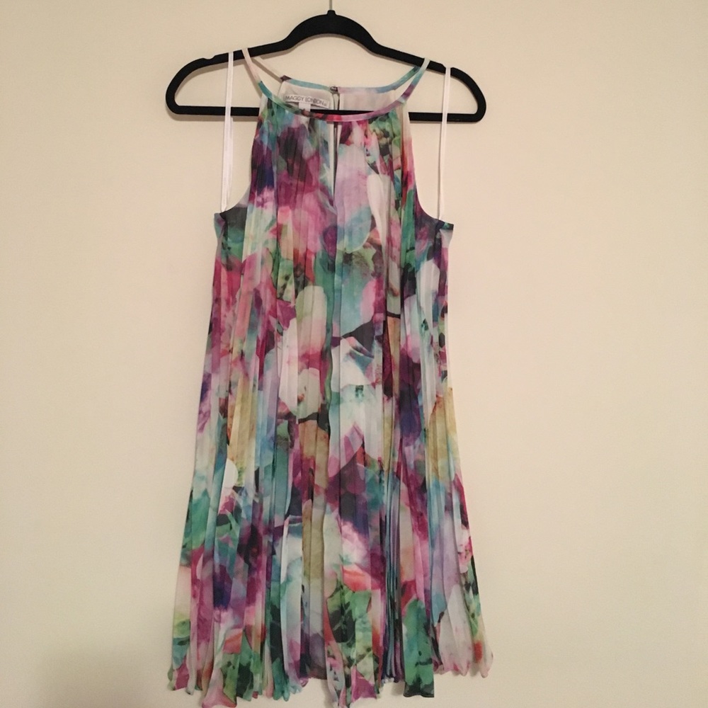 Maggy London Chiffon Floral Pleated Dress