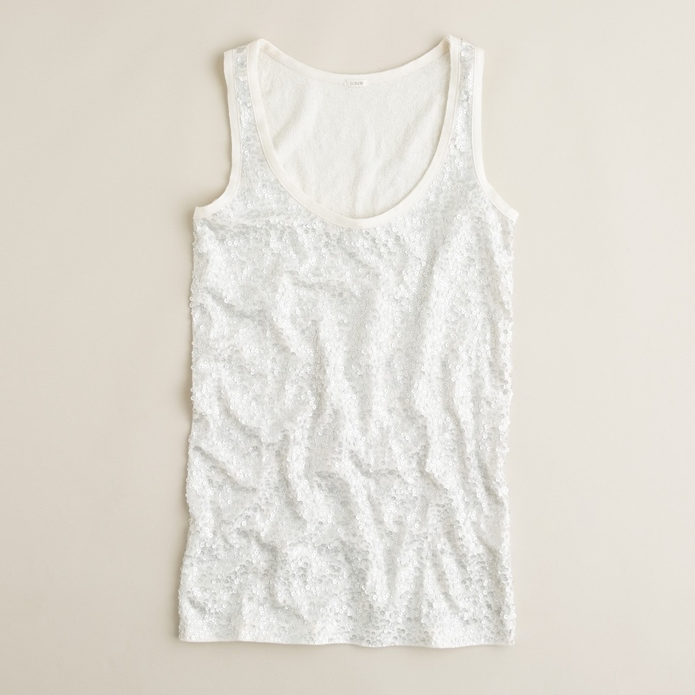 White Sequin J.Crew tank