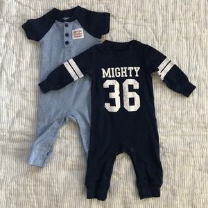 Carter's baby boy 3 mo (2) blue bodysuits NWOT