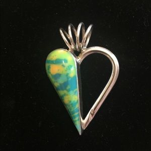 ❌SOLD❌ Sterling Silver Heart Pendant Turquoise