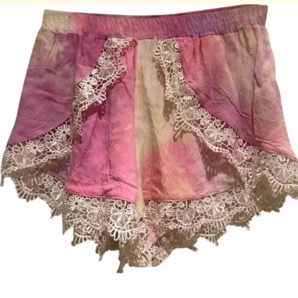 Lavender Tie Dye Crochet Shorts