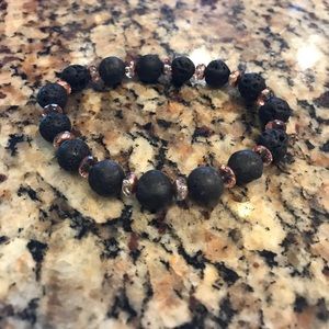 Sparkly pink lava bead bracelet