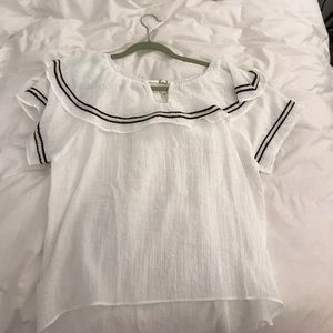 Nasty Gal Pursue White & Navy blouse