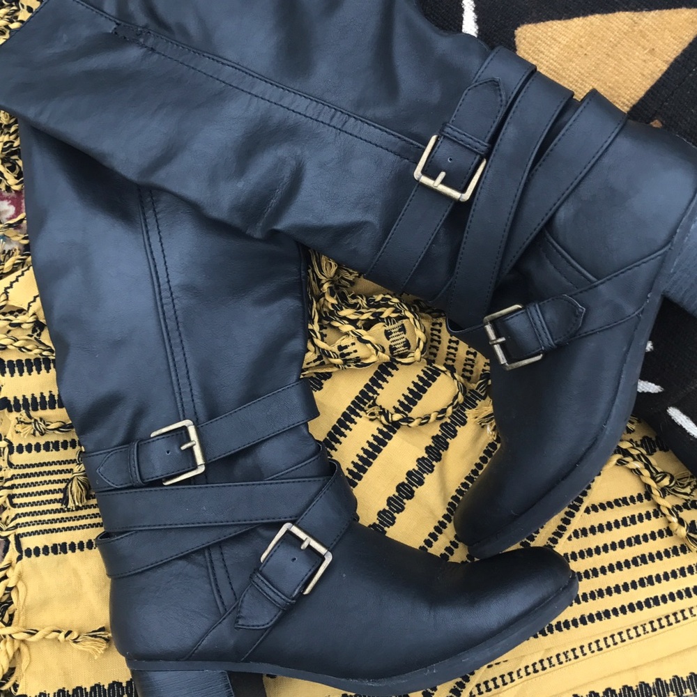 Knee-High Faux Leather Boots