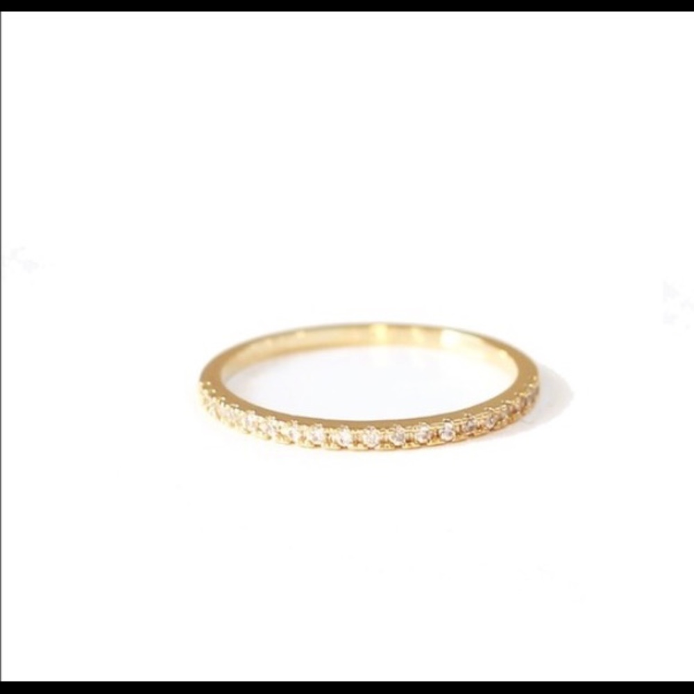 Thin cz pave gold ring