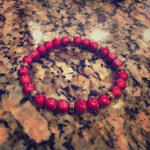 Red and gold beaded bracelet