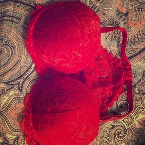CHERRY RED VS PINK FRONT CLASP RACERBACK BRA